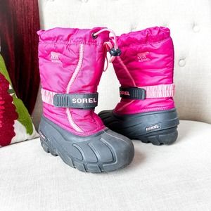 Sorel Kids Snow Boots Pink Black Size 13
